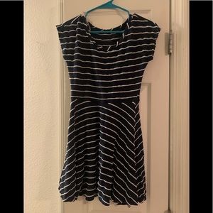 Navy and white striped dress
